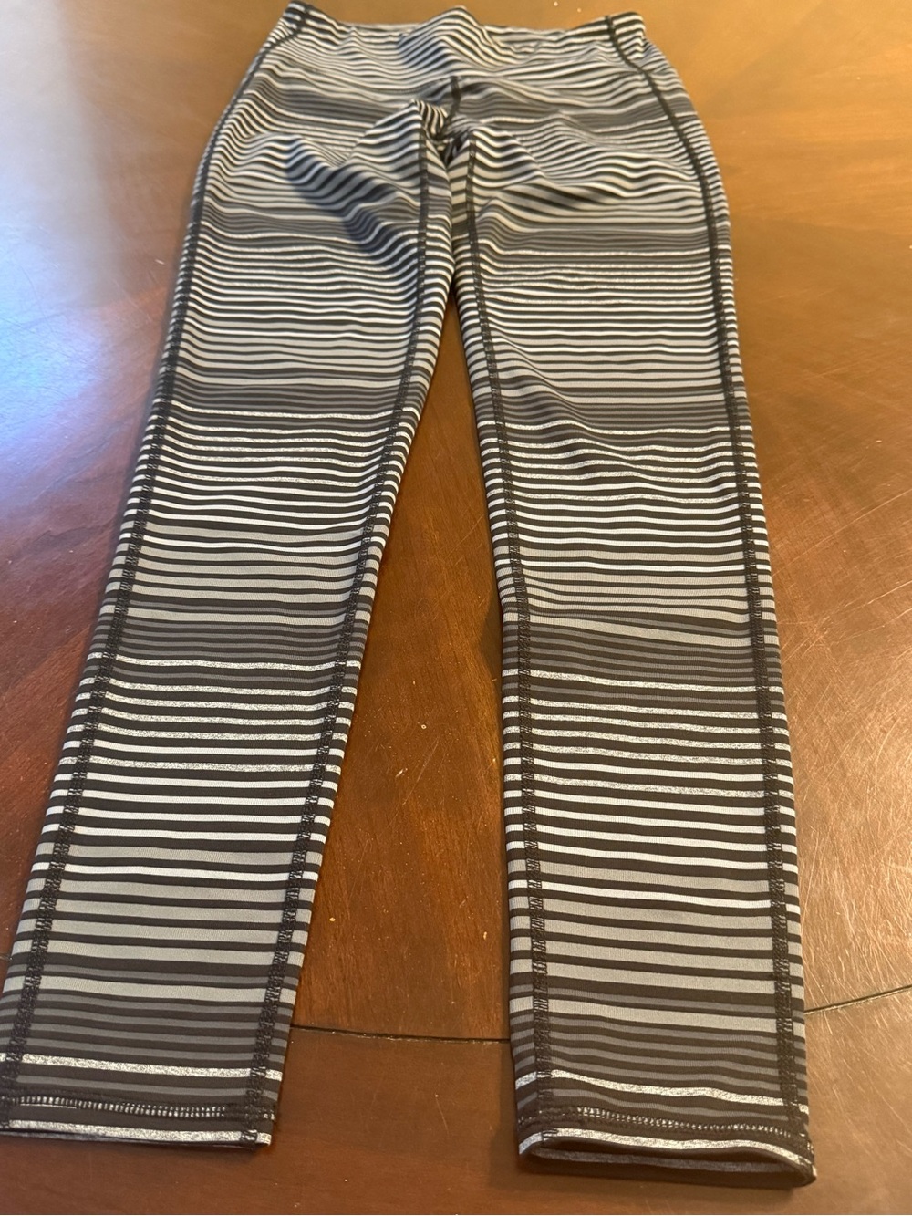 Athleta Black and Gray Striped Performance Jeggings